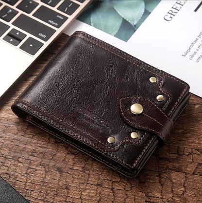 Men’s Multi-card Anti-magnetic Real Cowhide Wallet - Cowhide Wallet: Stylishly Anti-Magnetic for Men