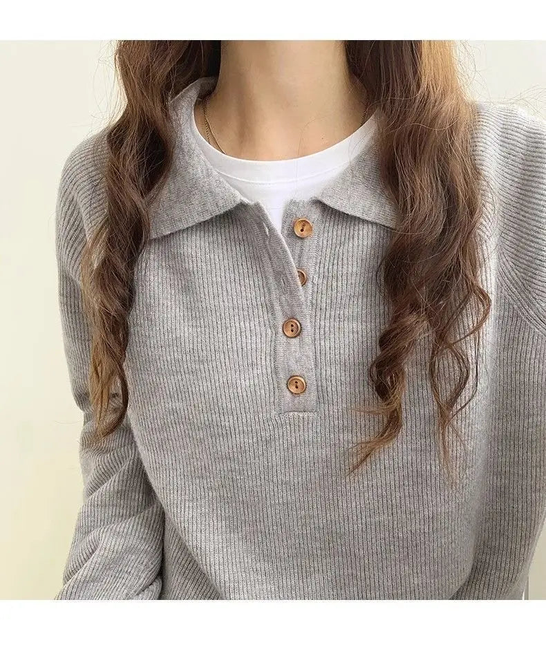 Egységes színű hosszú ujjú felső szürke fekete könnyű alkalmi pulóver ing