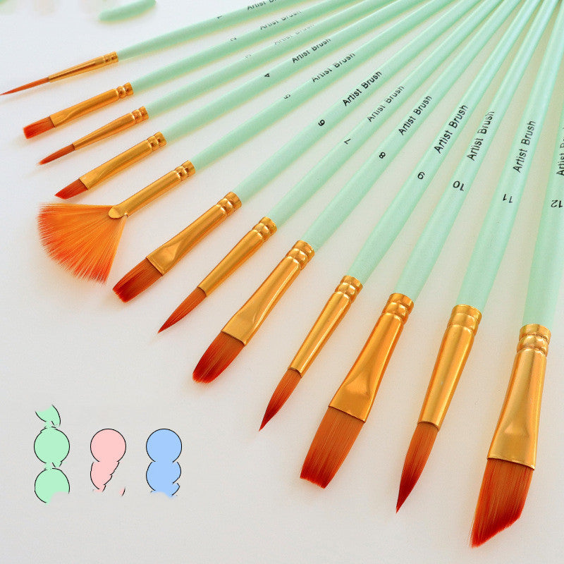 12 Gradient Color Nylon Brush Combination Set - Gradient Color Nylon Brush Set for Colorful Glam