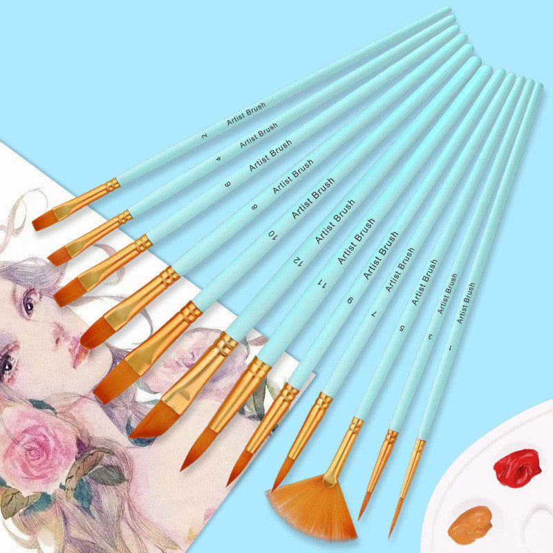 12 Gradient Color Nylon Brush Combination Set - Gradient Color Nylon Brush Set for Colorful Glam