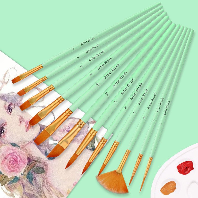 Color Nylon Brush Set with Gradient and Aluminum Tube for Painting - Colorful Glam gradient color nylon brush