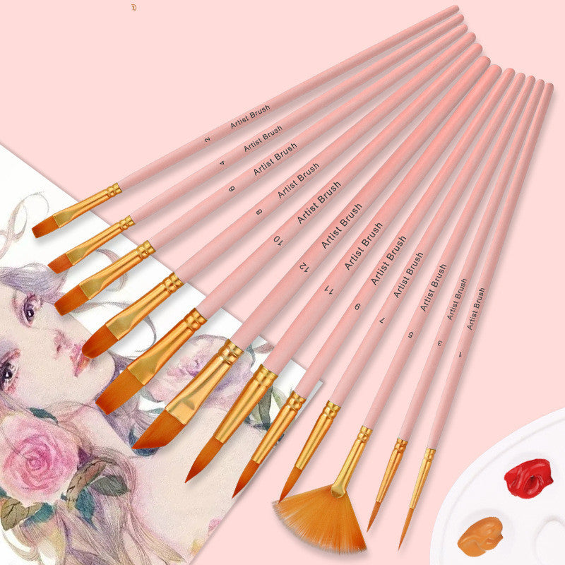 12 Gradient Color Nylon Brush Combination Set - Gradient Color Nylon Brush Set for Colorful Glam