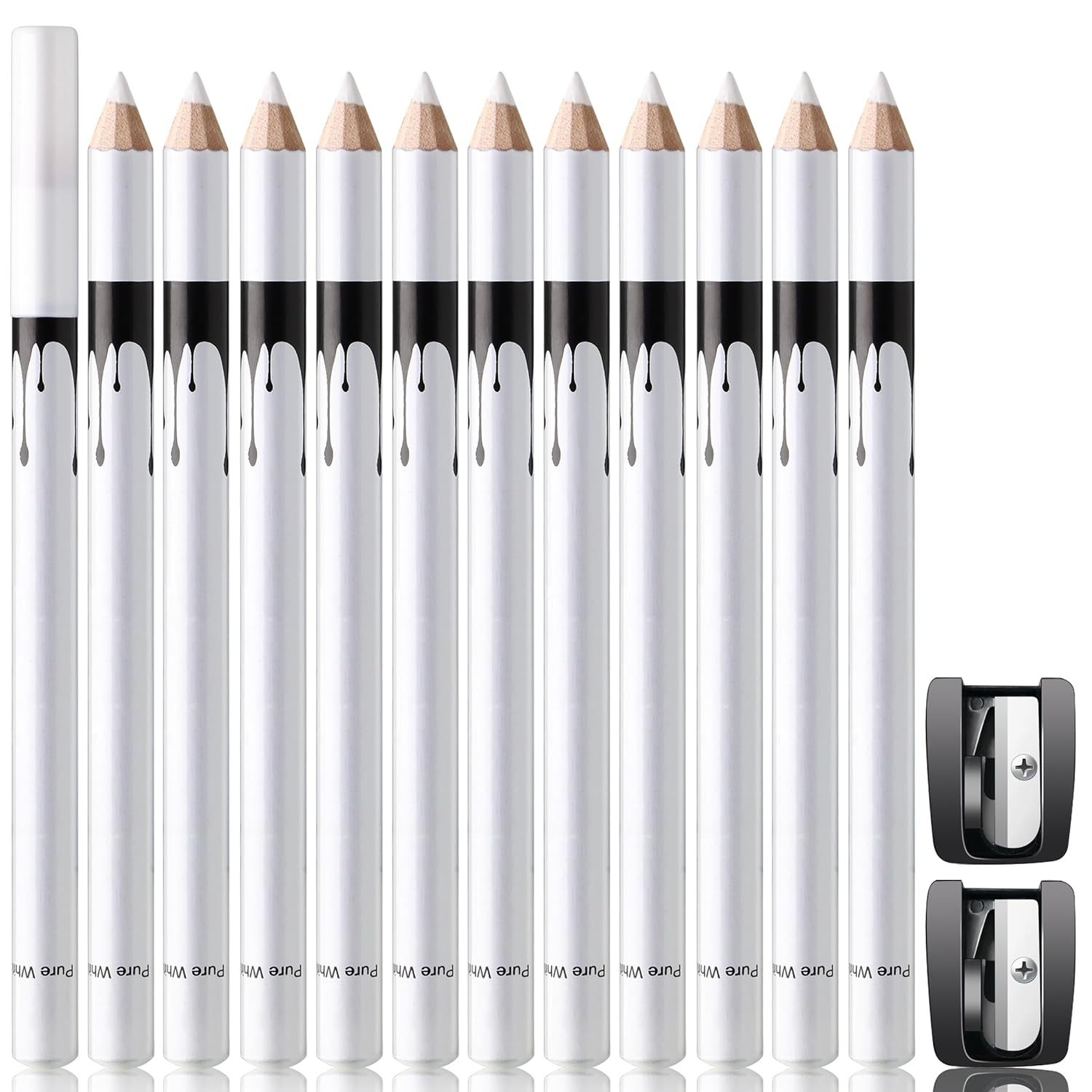 12-Pack Black and White Eyeliner Lip Line Pens for Makeup - Teleplus lip line white eyeliner teleplus 12-pack black