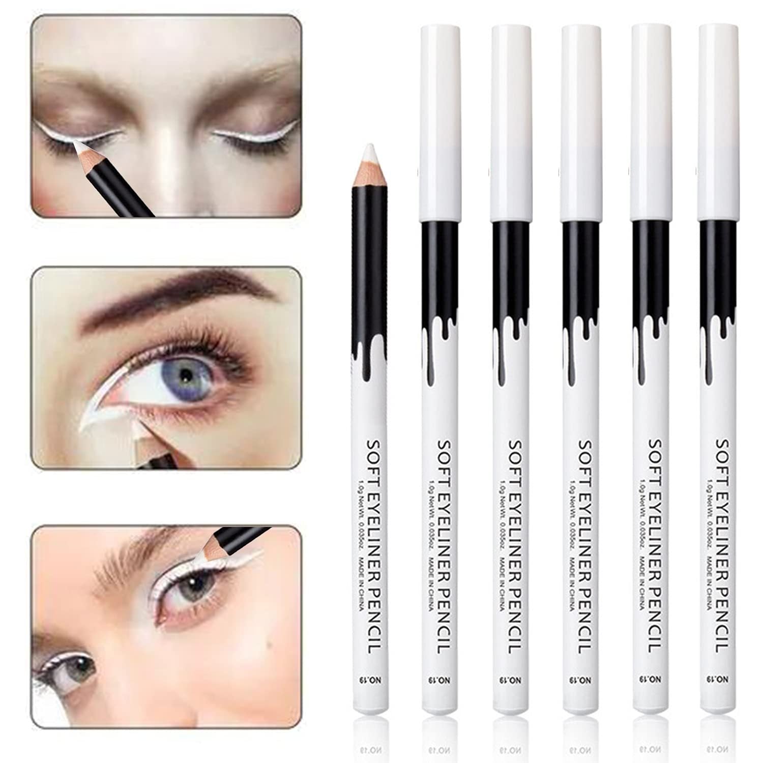 12-Pack Black and White Eyeliner Lip Line Pens for Makeup - Teleplus lip line white eyeliner teleplus 12-pack black
