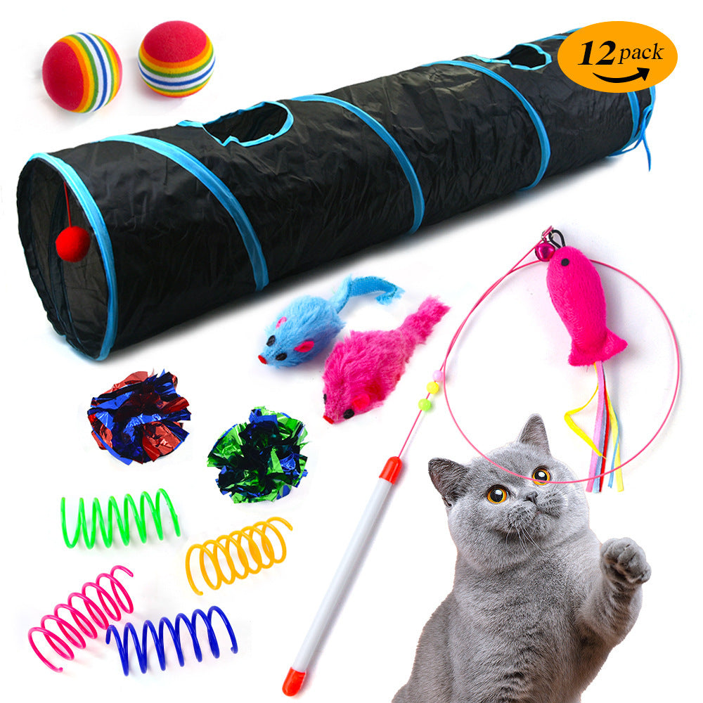 12-Piece Pet Toys Set for Dogs and Cats Assorted Polyester Accessories - Telepluscomtr 12-piece set pet toys cat toy