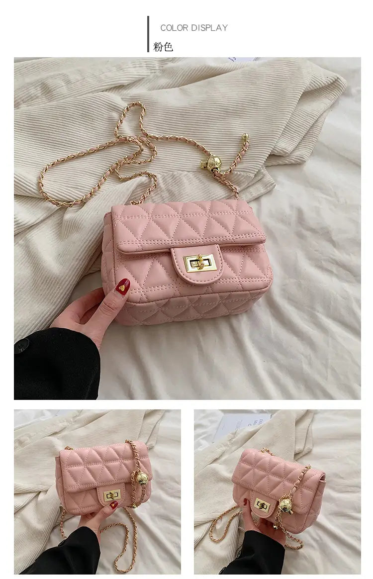Diamond Pattern Chain Crossbody Bag for Daily