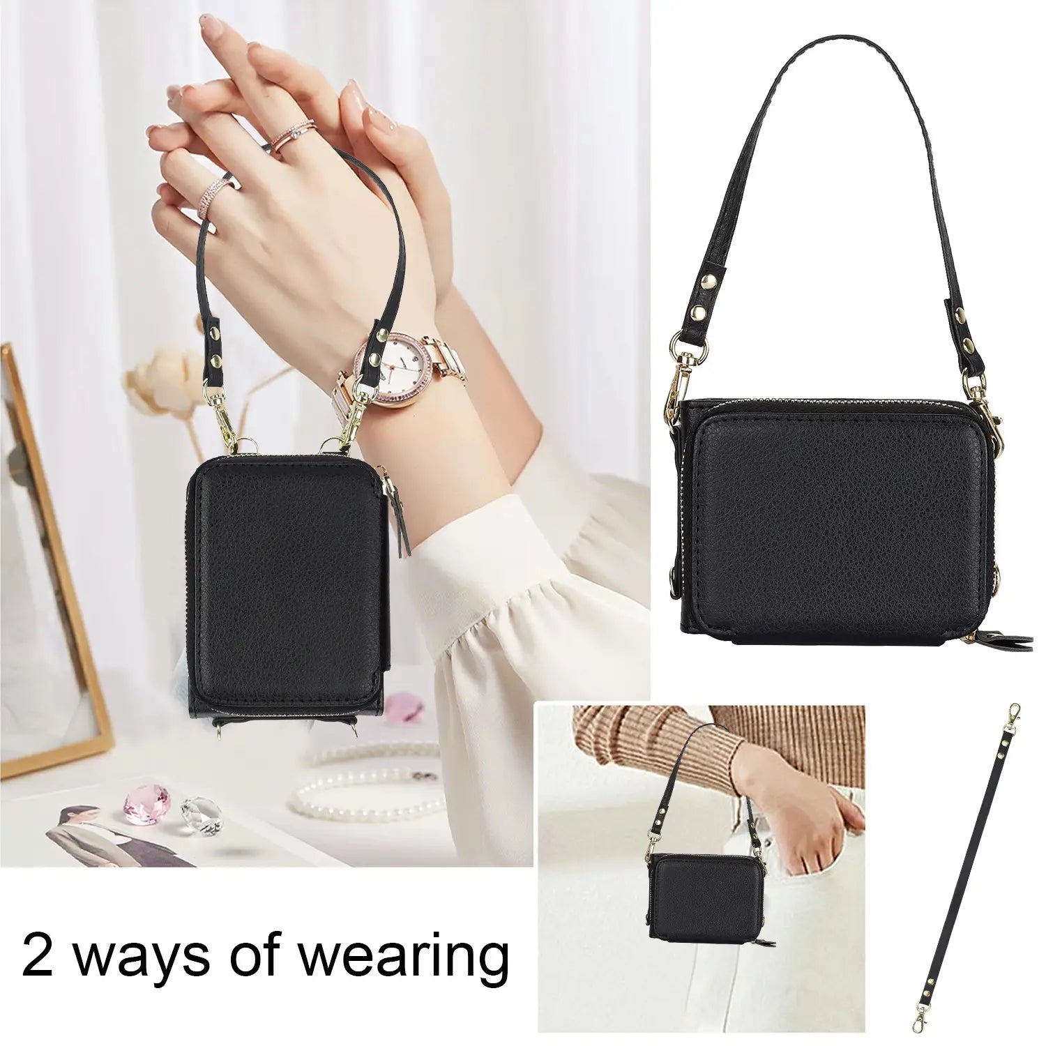 Oiriúnach do ZFlip6 Cás gutháin le patrún litchi foldable