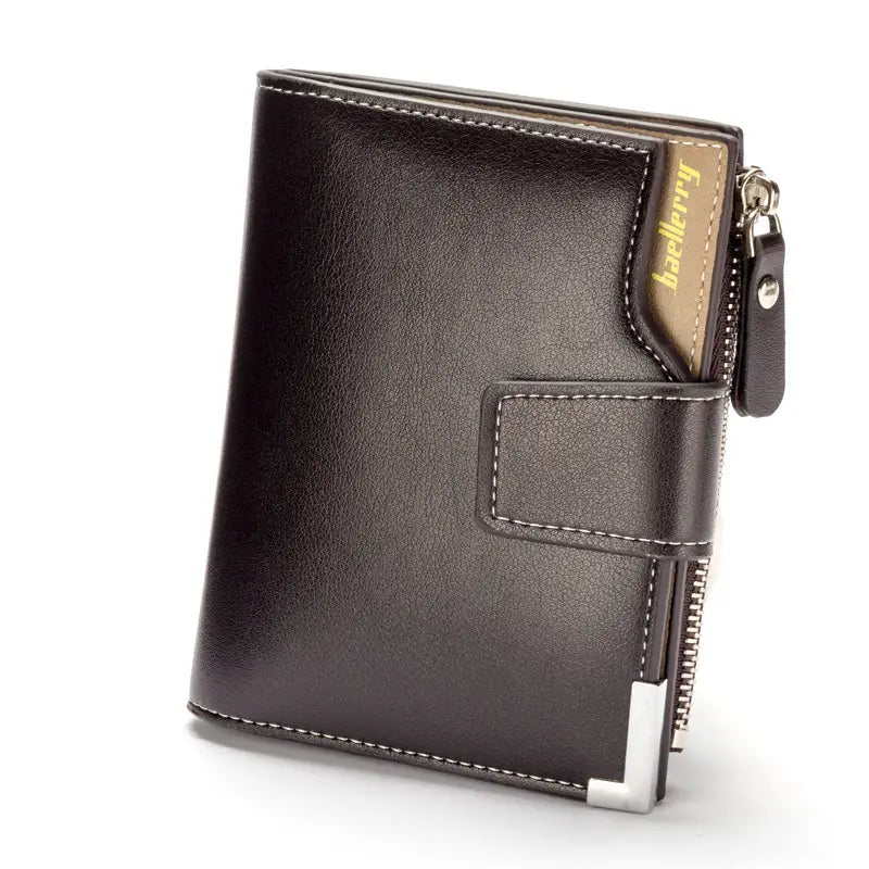 PU Leather Wallet with Zipper Buckle for United States and CHF Currencies