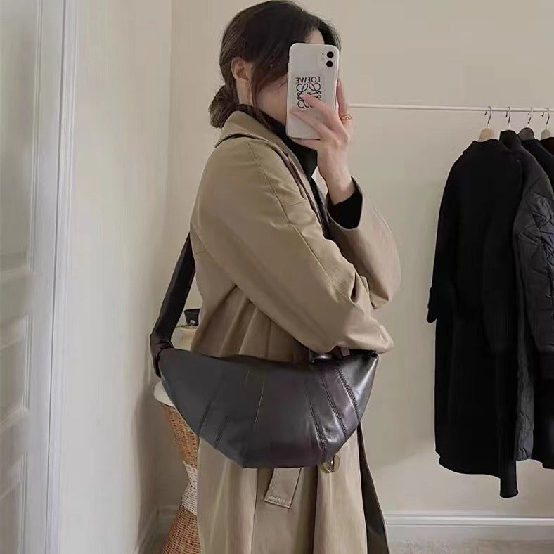 Saueskinn Dumpling Bag Motemessig Ekte Lær Niche Daglig Skulder Crossbody 