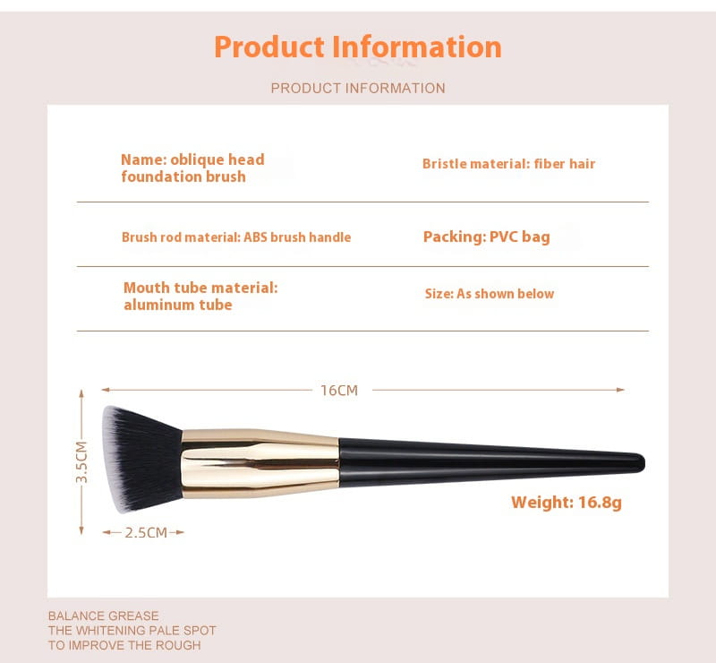 Foundation Brush Oblique Flat Head for Precise Makeup Application by Teleplus