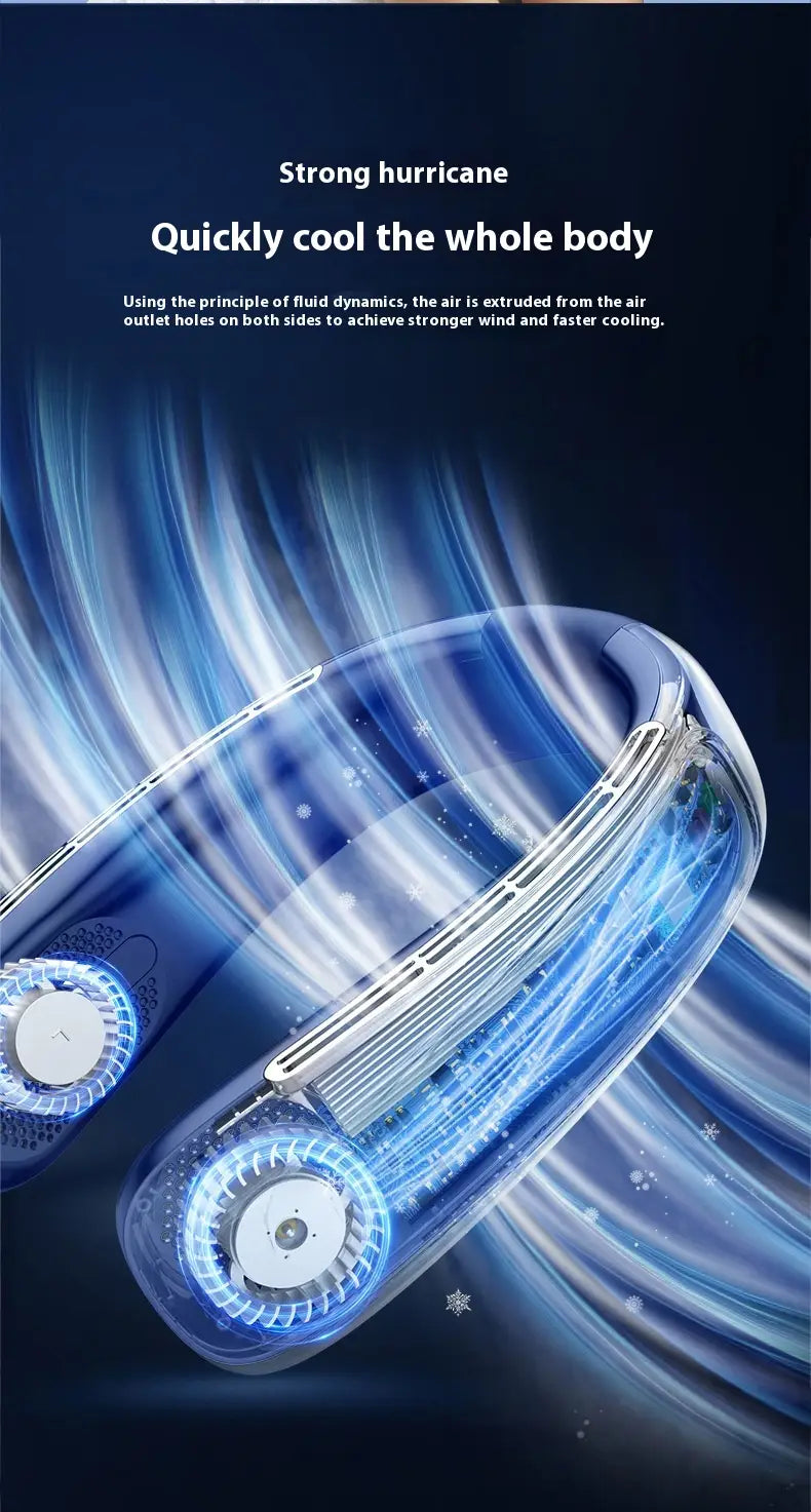 Halter Fan USB Portable Charging with Digital Display and Strong Wind Modes