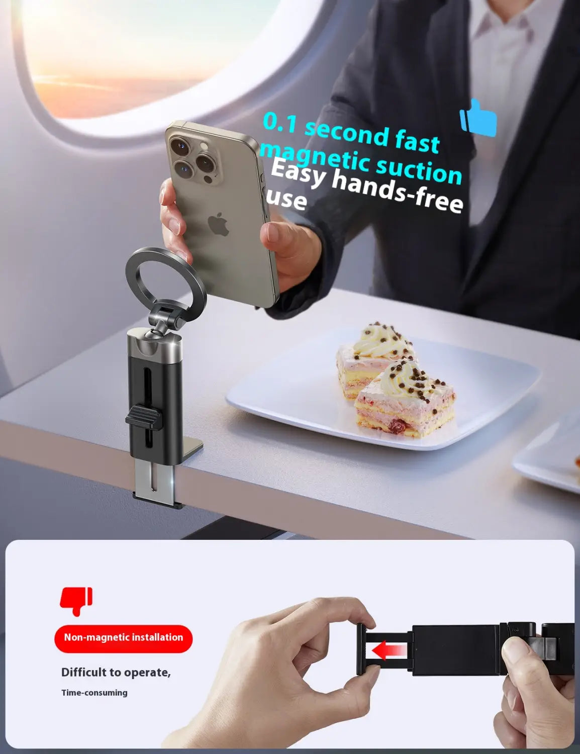 Aluminum Alloy Rotating Folding Travel Stand with Magnetic Bracket