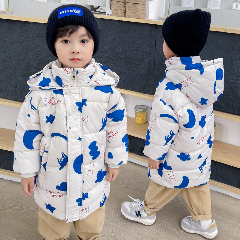 New Style Children’s Down Jacket Middle Long Cute Thickened Cotton