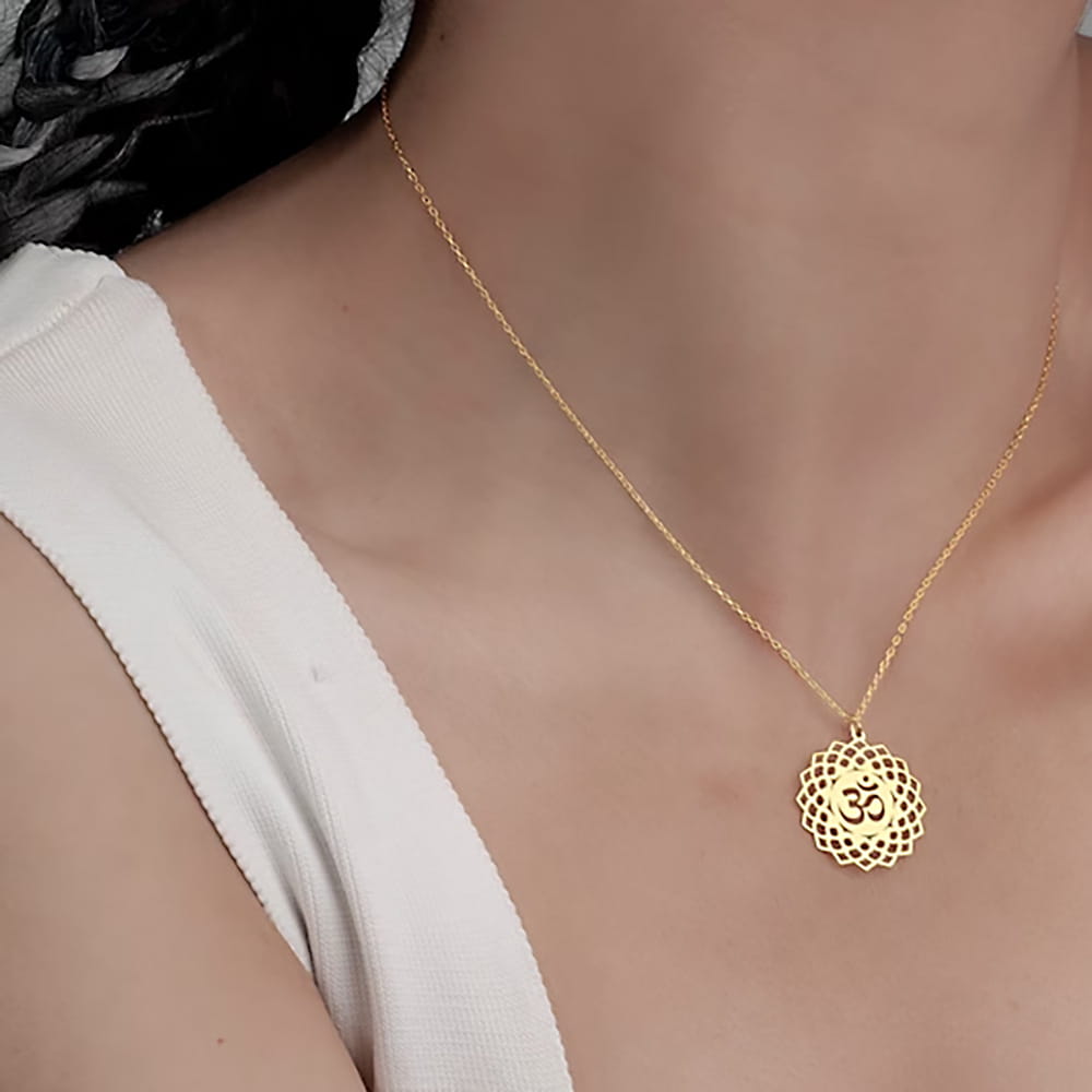 Symbol Necklace Lotus Pendant Personalized Stainless Steel