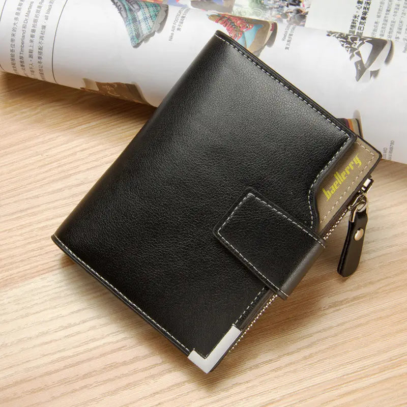 PU Leather Wallet with Zipper Buckle for United States and CHF Currencies
