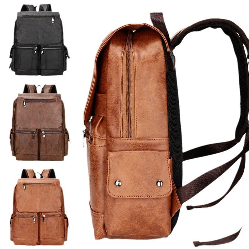 14 Inch PU Leather Laptop Backpack for Men and Women Travel Work School - Bag