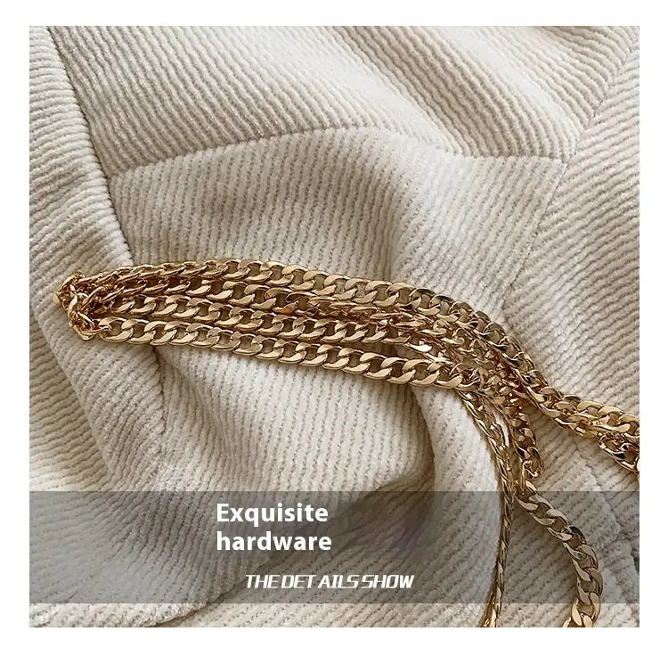 Bolsa de tecido macio branca de cáqui com zíper interno e alça de ombro único