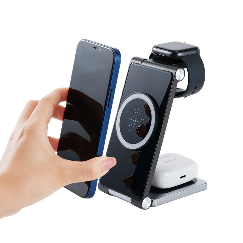 K13-B Metal Wireless Charger for United States CHF Devices Three-in-One Black