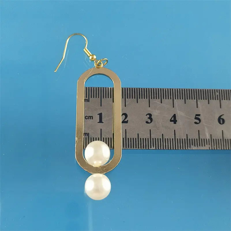 Elegant Fashion Metal Earrings Pearl Simple