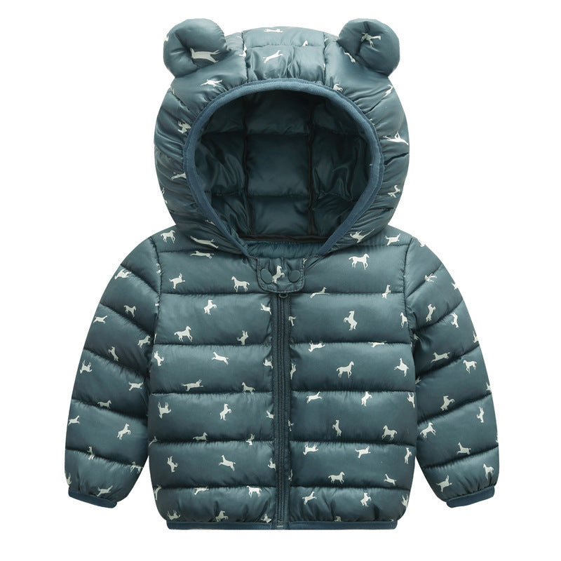 Children’s cotton-padded jacket with thin ears down jacket