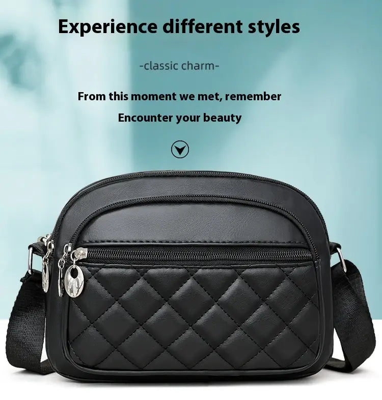 Fashion Crossbody Small Bag with Rhombus Design and Black PU Material