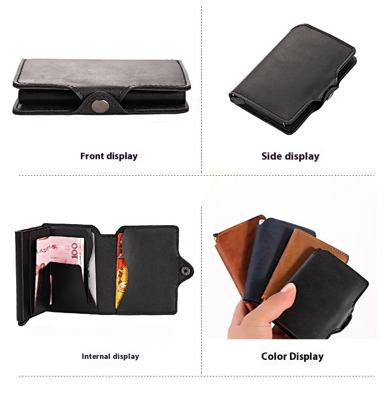 Sealbhóir Cárta Leathar Pu Ultra Solas d'fhir agus do mhná dubh nó donn dorcha