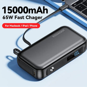 15000mAh Large Capacity Digital Display Mobile Power Supply - 15000mAh Mobile Power Supply with USB Type-C Cable