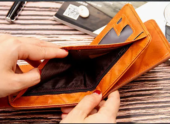 Men’s PU Leather Wallet with Magnetic Closure in Brown or Black for United States