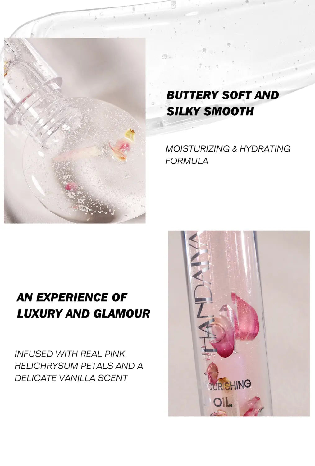 Transparent Dried Flower Lip Gloss with Moisturizing and Repairing Benefits