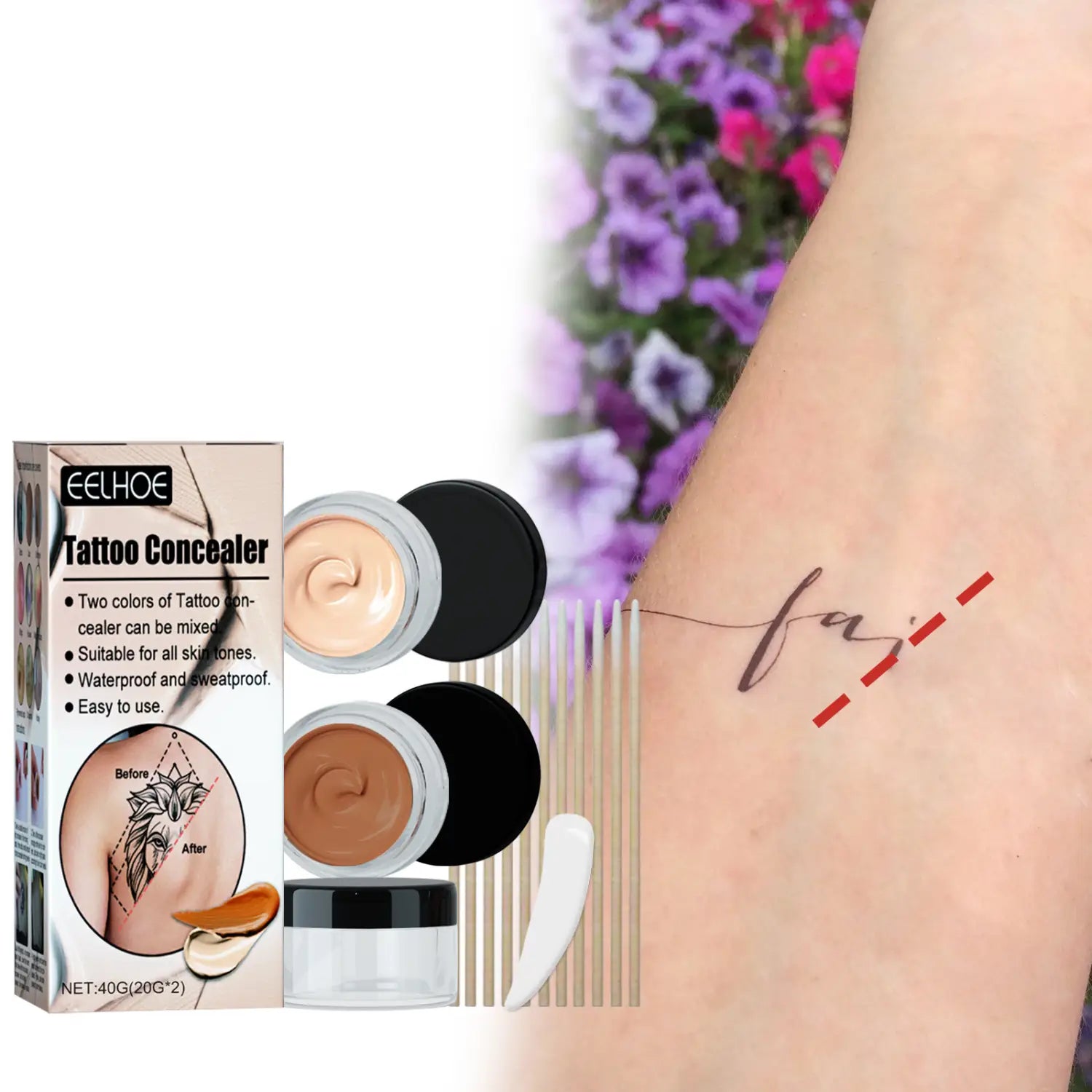 Waterproof Brightening Cover Concealer for Tattoos Scars Birthmarks