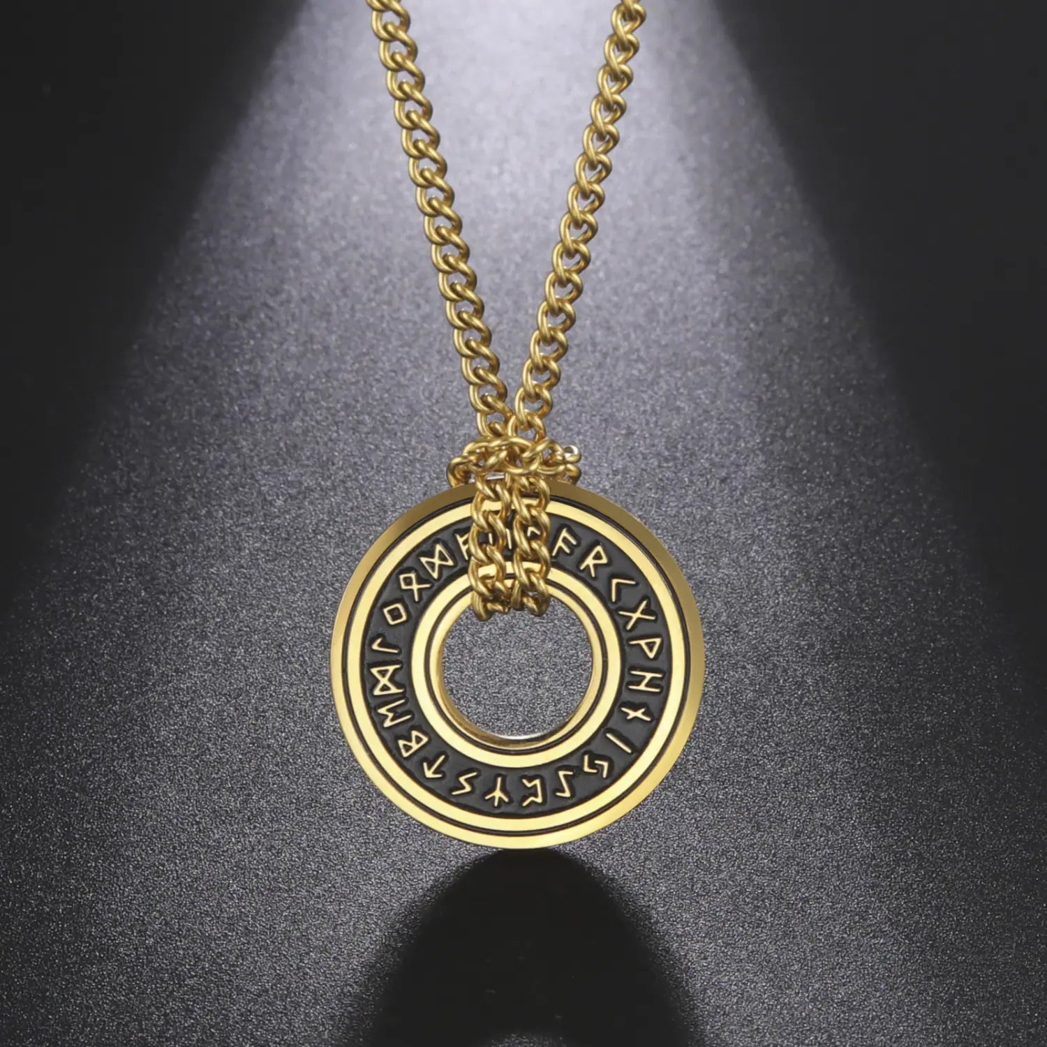 European And American Retro Style Luen Letter Circle Pendant Men’s Necklace