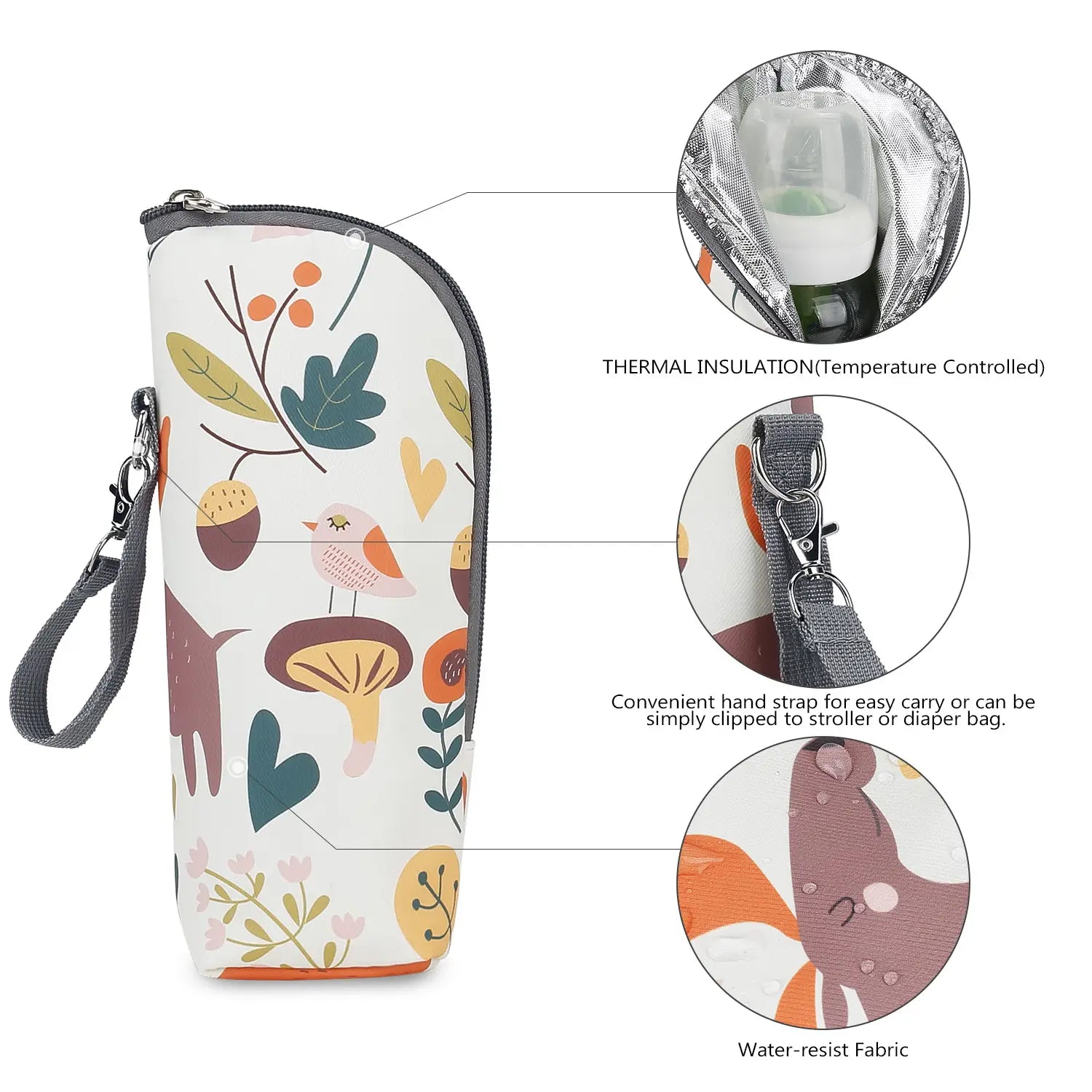 Small Black Fantasy Forest Portable Feeder Bottle with Animal Design