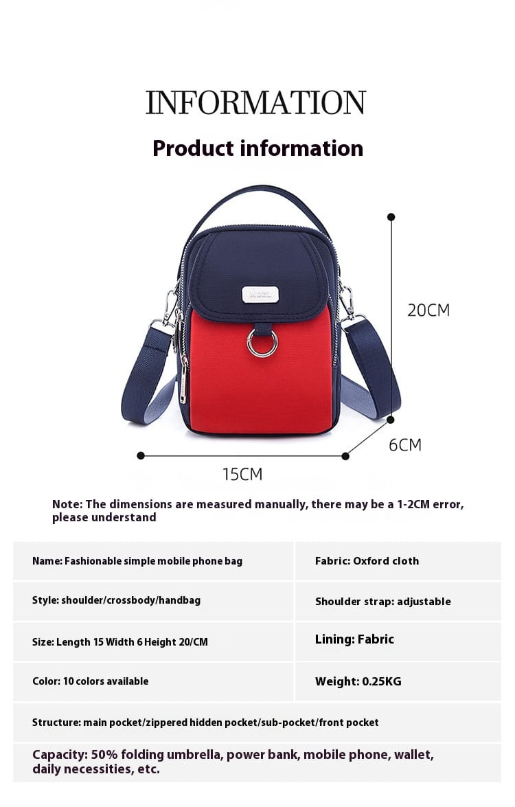 Lightweight Shoulder Messenger Bag with Versatile Pouches and Colorful Design