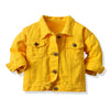 Giacca di jeans multicolore tie-dye per bambini con rever e maniche lunghe  - Giallo