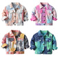 Children’s Multicolor Tie-Dyed Denim Jacket With Lapels And Long Sleeves