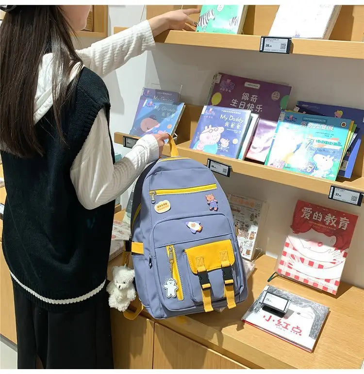 Nylon reppu Bear Pendant -lahja lähettää koululaukku lapsille