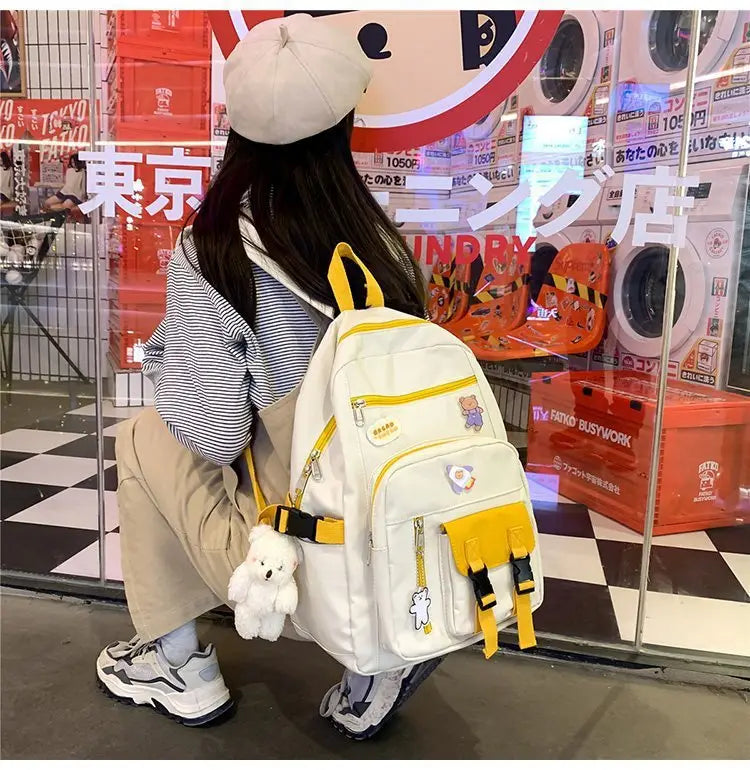 Nylon reppu Bear Pendant -lahja lähettää koululaukku lapsille