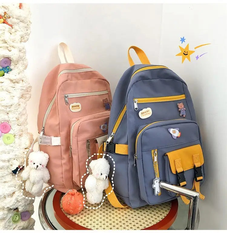 Nylon reppu Bear Pendant -lahja lähettää koululaukku lapsille