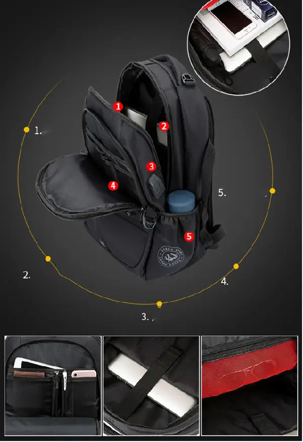 Gran bolsa de viaje de nylon impermeable 36-55L con computadora portátil y con cremallera