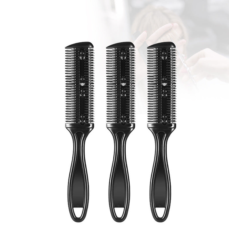 Bulk Black Double-Sided Hair Cutting Brush Bangs Hair Repairer Plastic Comb With Blade