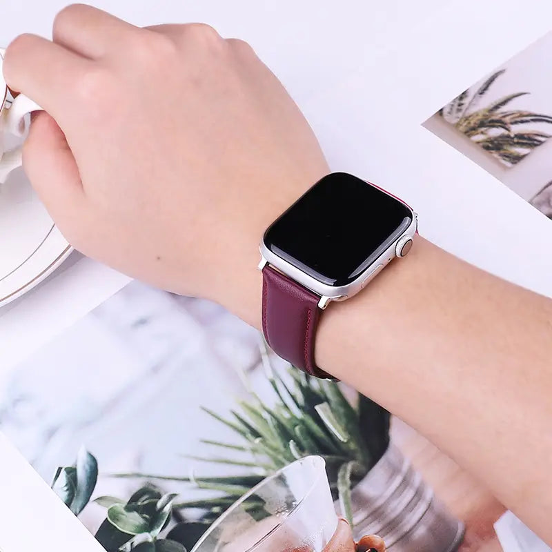 Compatible with Apple First Layer Leather Strap Iwatch Pin Buckle Leather Strap Apple Leather Strap
