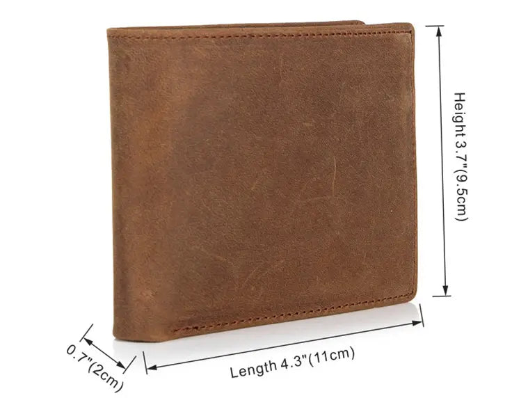 Male Leather Wallet with Hidden Compartments in Layer Cowhide for the United States