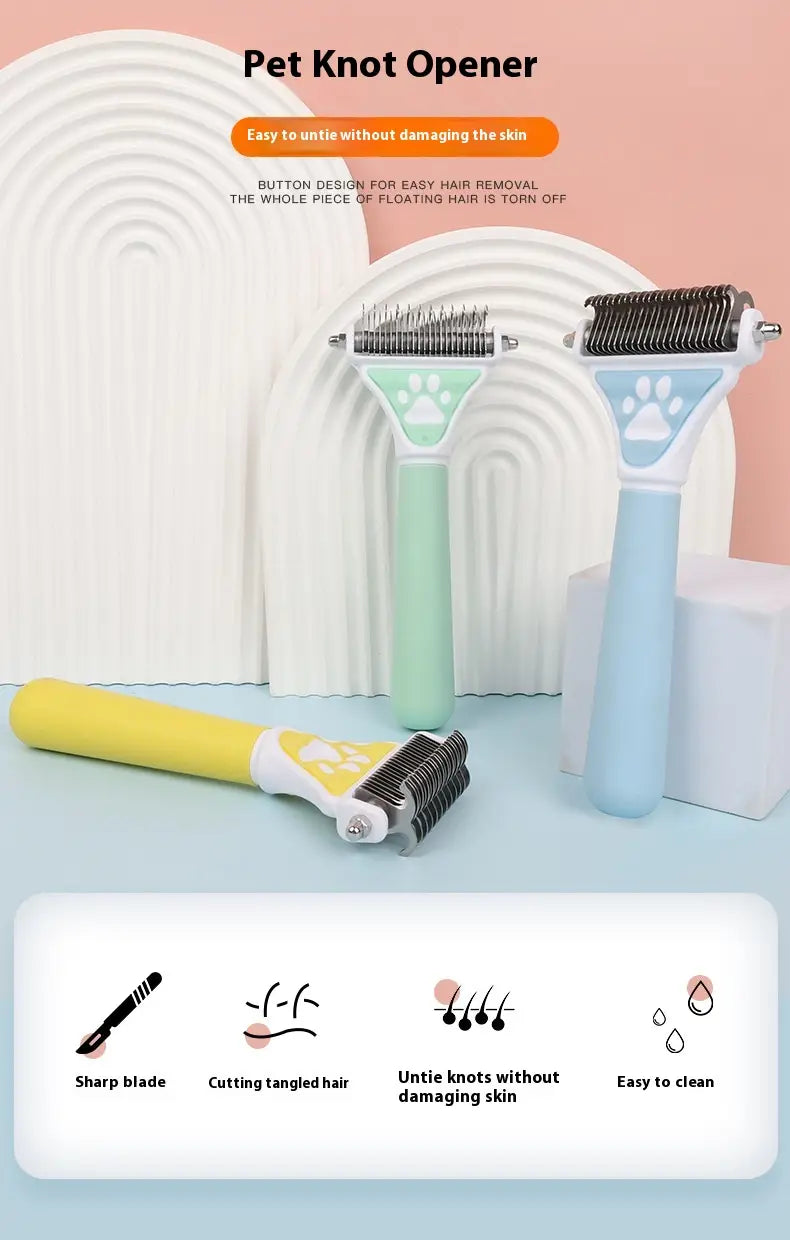 Cíor Dematting Pet do Madraí agus Cait Uirlis Grooming Remover Knot