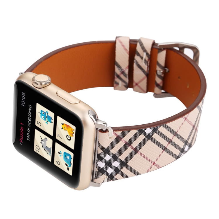 Leather Check Watch Strap