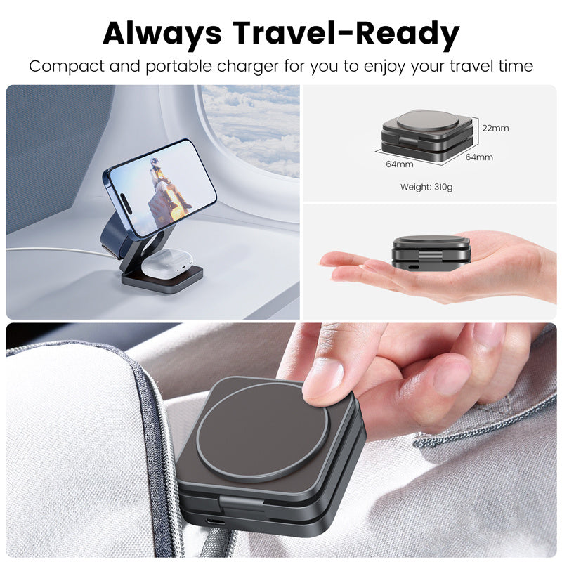 Magnetic Folding Bracket Three-in-one Wireless Charger - Magnetic Folding Bracket Wireless Charger for Couch Potatoes