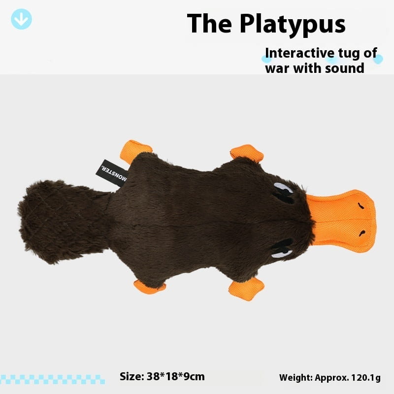 Platypus -muhkeat koiran lelu pehmeä piikkinen pureskelu pienille ja suurille koirille
