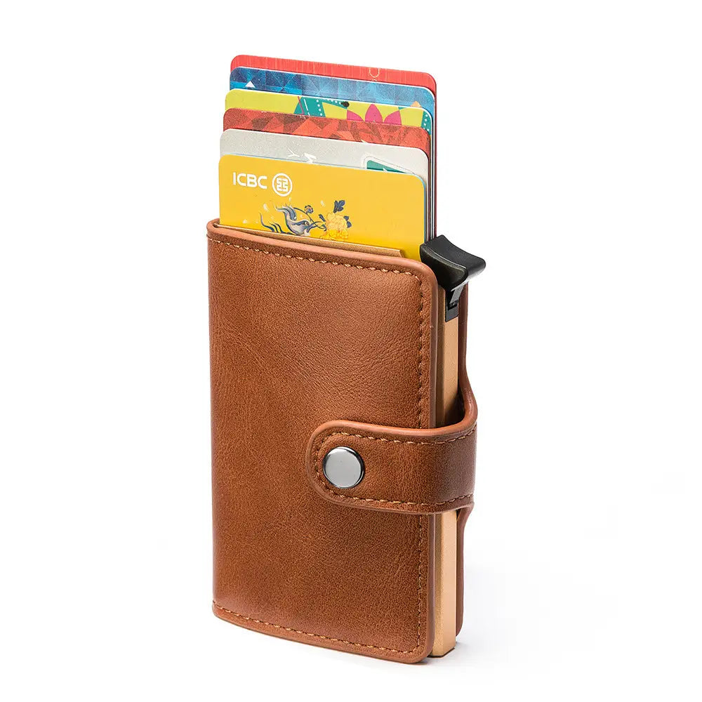 Metal Card Holder with Clip Cover and Belt Opening for Men Women