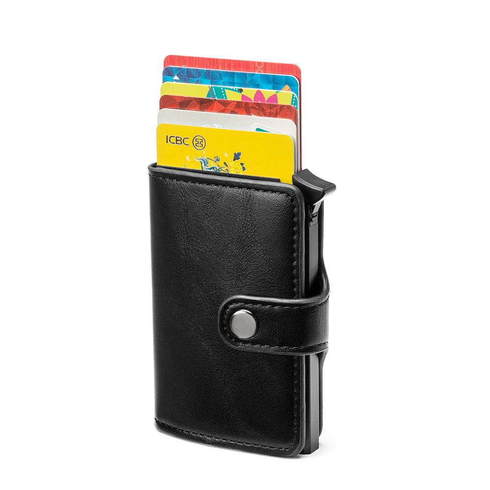 Metal Card Holder with Clip Cover and Belt Opening for Men Women
