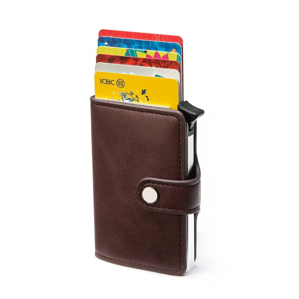 Metal Card Holder with Clip Cover and Belt Opening for Men Women