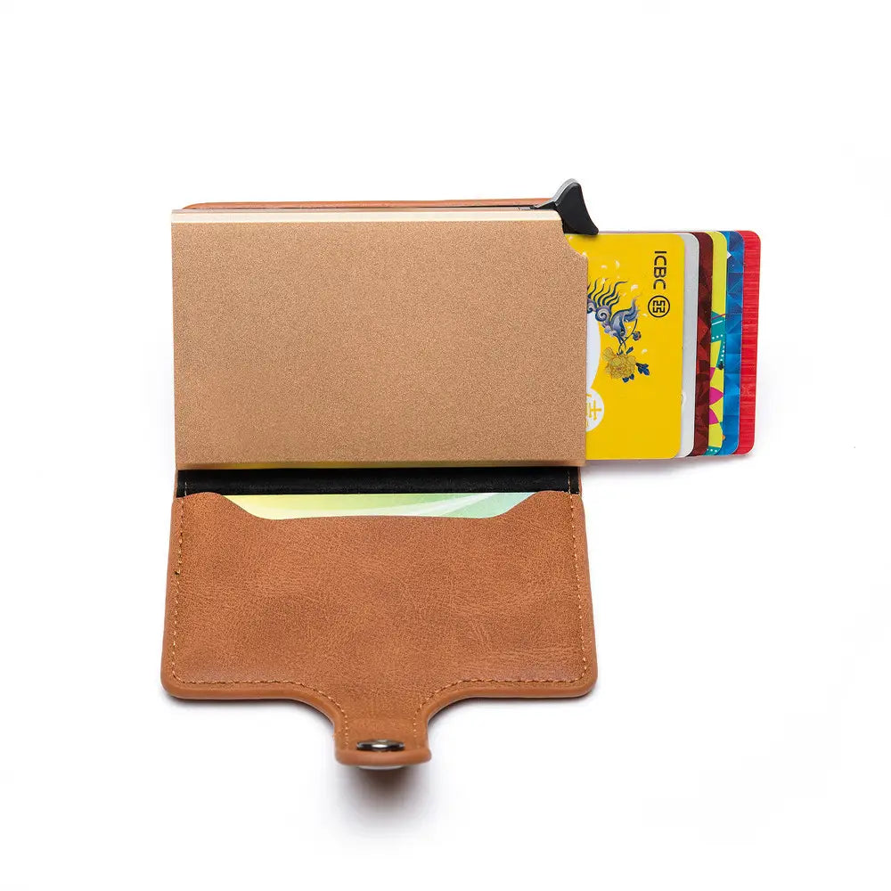 Metal Card Holder with Clip Cover and Belt Opening for Men Women